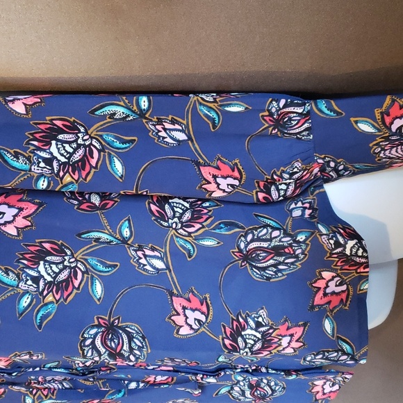 Express Long Sleeve Blue Floral Retro Blouse XS - Picture 10 of 10